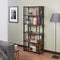 Office Wooden Bookshelf - 32" X 13" X 70" Walnut & Sandy Black Wood Bookshelf HomeRoots