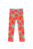 Oh So Sassy Lucy Cute Orange Floral Printed Leggings - Girls-Oh So Sassy-18M/2-Orange/Green-JadeMoghul Inc.