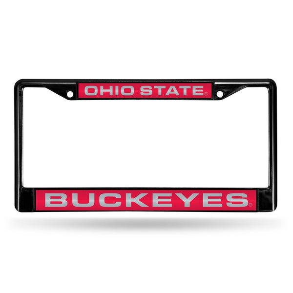Black License Plate Frame Ohio State Black Laser Chrome Frame