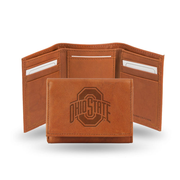 Front Pocket Wallet Ohio State Embossed Leather Trifold