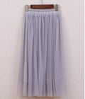 OHRYIYIE Tulle Skirts Women 2017 Summer Casual High Waist Long Skirt Elastic Waist Sun Fluffy Tutu Skirt Jupe Longue Femme S1003-Gray-One Size-JadeMoghul Inc.