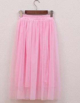 OHRYIYIE Tulle Skirts Women 2017 Summer Casual High Waist Long Skirt Elastic Waist Sun Fluffy Tutu Skirt Jupe Longue Femme S1003-Pink-One Size-JadeMoghul Inc.