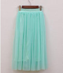 OHRYIYIE Tulle Skirts Women 2017 Summer Casual High Waist Long Skirt Elastic Waist Sun Fluffy Tutu Skirt Jupe Longue Femme S1003-Sky Blue-One Size-JadeMoghul Inc.