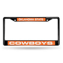 Black License Plate Frame Oklahoma State Black Laser Chrome Frame