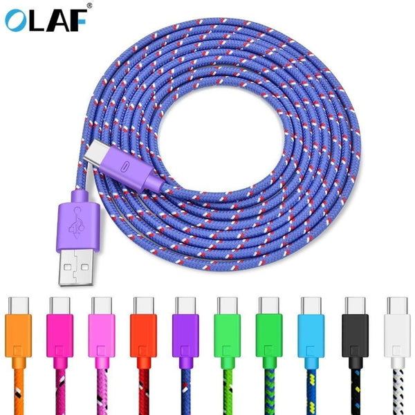OLAF USB Type C Cable for Samsung Galaxy S10 9 Fast Charging Data Cable for Huawei Mate 20 Pro Mobile Phone Charger Cord USB-C AExp