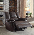 Oliver Glider Recliner, Dark Brown Leather-Aire-Recliner Chairs-Brown-Leather-Aire ( Polyurethane-JadeMoghul Inc.