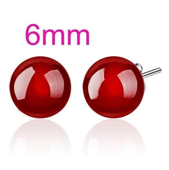 OMHXZJ Wholesale Fashion jewelry Girl woman man Men Red agate Drops water Opal cat's eye 925 sterling silver Stud earrings YS08 AExp