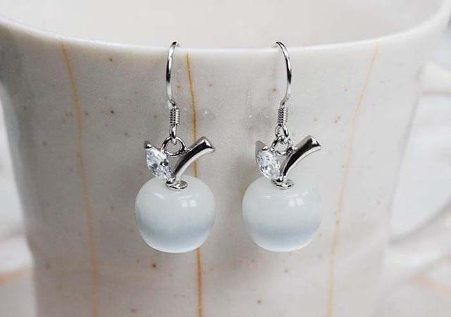 OMHXZJ Wholesale Fashion jewelry Girl woman man Men Red agate Drops water Opal cat's eye 925 sterling silver Stud earrings YS08 AExp