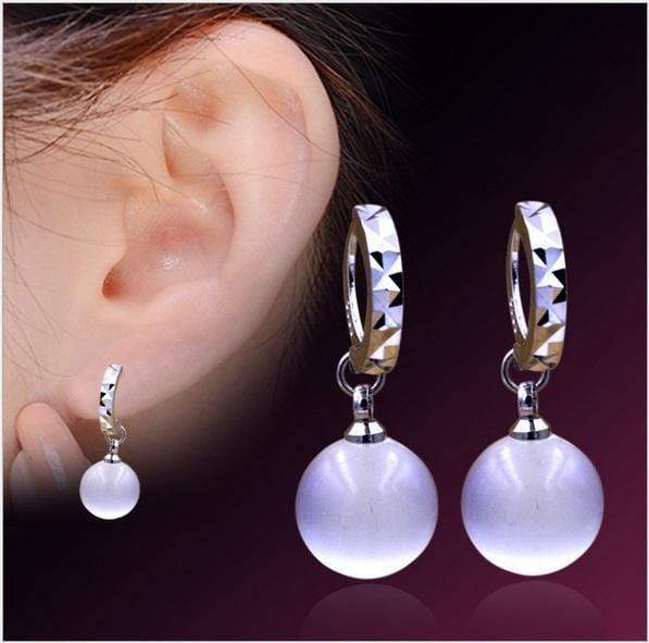 OMHXZJ Wholesale Fashion jewelry Girl woman man Men Red agate Drops water Opal cat's eye 925 sterling silver Stud earrings YS08 AExp