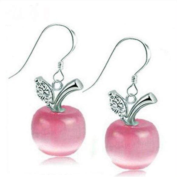 OMHXZJ Wholesale Fashion jewelry Girl woman man Men Red agate Drops water Opal cat's eye 925 sterling silver Stud earrings YS08 AExp