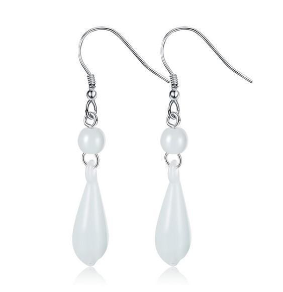 OMHXZJ Wholesale Fashion jewelry Girl woman man Men Red agate Drops water Opal cat's eye 925 sterling silver Stud earrings YS08-YS30 Opal-JadeMoghul Inc.