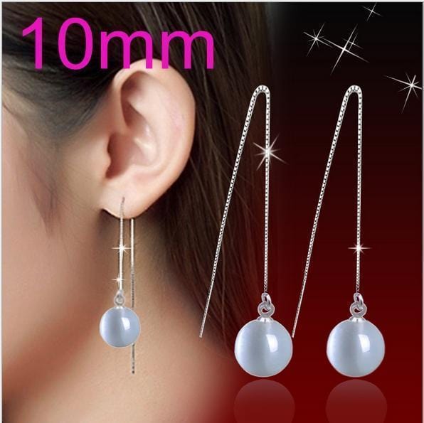 OMHXZJ Wholesale Fashion jewelry Girl woman man Men Red agate Drops water Opal cat's eye 925 sterling silver Stud earrings YS08-YS89 Opal 10mm-JadeMoghul Inc.