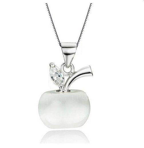 OMHXZJ Wholesale woman round apple opals fashion kpop star 925 sterling silver pendant Charms PE62 ( NO Chain Necklace ) AExp