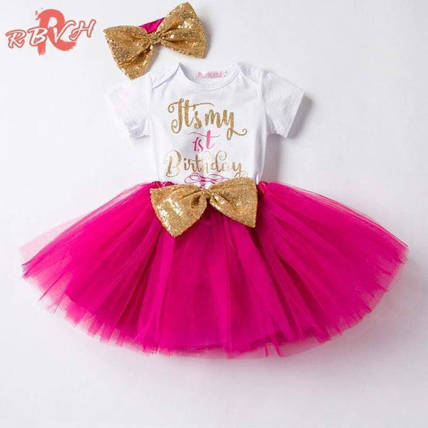 One Year Baby Tutu Clothes Sets Kids Clothes For Girl 1st Birthday Outfits Toddler Girl Baptism Clothing Sets Suits Baby Costume AExp