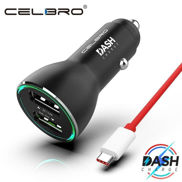 OnePlus Dash Charge Metal Car Charger Dual USB for OnePlus 6 5T 5 3T 3 Original One Plus Dash USB Type C Cable Fast Charging-BK Dash Charger Set-JadeMoghul Inc.