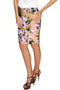 Ooh Darling Ooh Darling Carol Beige Floral Stretch Pencil Skirt - Women Carol Pencil Skirt