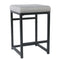 Open Back Metal Counter Stool with Fabric Upholstered Padded Seat, Gray and Black-Bar Stools & Tables-Gray and Black-Metal Plywood and Fabric-JadeMoghul Inc.