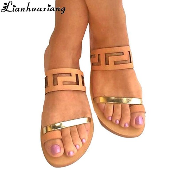Open Toe Flat Slippers / Sandals-Black-6-JadeMoghul Inc.
