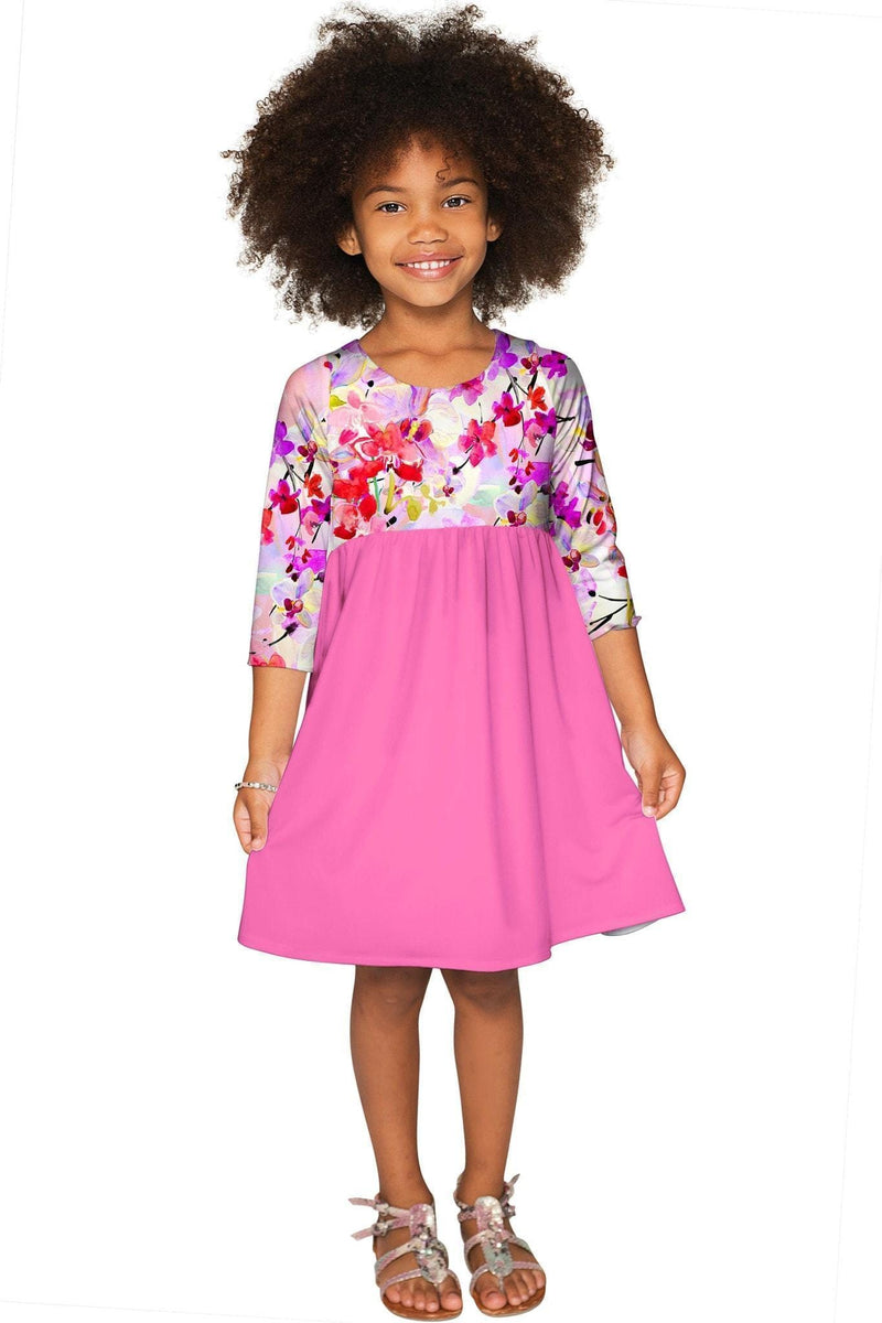 Orchid Caprice Gloria Empire Waist Floral Mommy and Me Dresses-Orchid Caprice-18M/2-Pink/Purple-JadeMoghul Inc.
