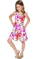Orchid Caprice Mia Pink Floral Fancy Skater Dress - Girls-Orchid Caprice-18M/2-Pink/Purple-JadeMoghul Inc.