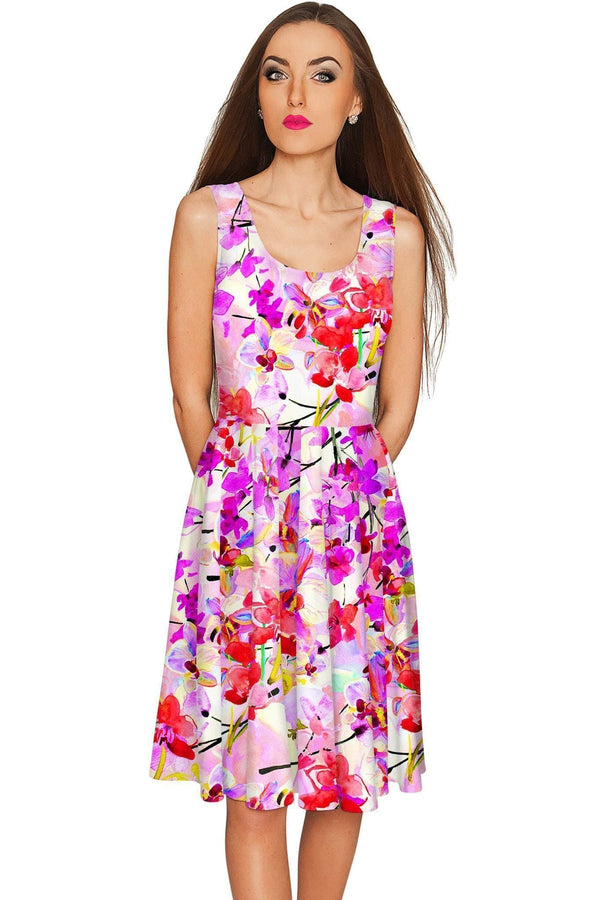 Orchid Caprice Orchid Caprice Mia Fit & Flare Pink Floral Dress - Women Mia Fit & Flare Dress