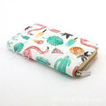 Original Cartoon Graffiti Printing Women Zipper Long Wallet Multicolor Polyester Large Capacity Ladies Purses Organizer Wallets-White Flamingo-JadeMoghul Inc.