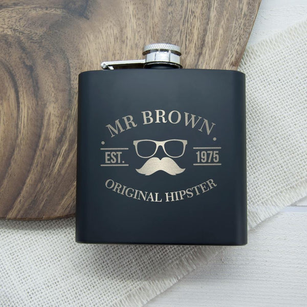 Christmas Presents Original Hipster's Black Hip Flask