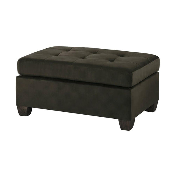 Ottoman Polyester Upholstered Ottoman With Tufted Seat, Chocolate Brown Benzara
