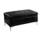 Ottoman Rectangular Tufted Leather Ottoman With Metal Legs, Black Benzara