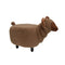 Ottoman Sheep Shape Wooden Ottoman with Fabric Upholstery, Brown Benzara