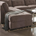 Transitional Fabric & Wood Ottoman With Subtle Tufting, Gray