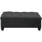 Transitional Linen & Wood Ottoman With Tufted Design, Gray