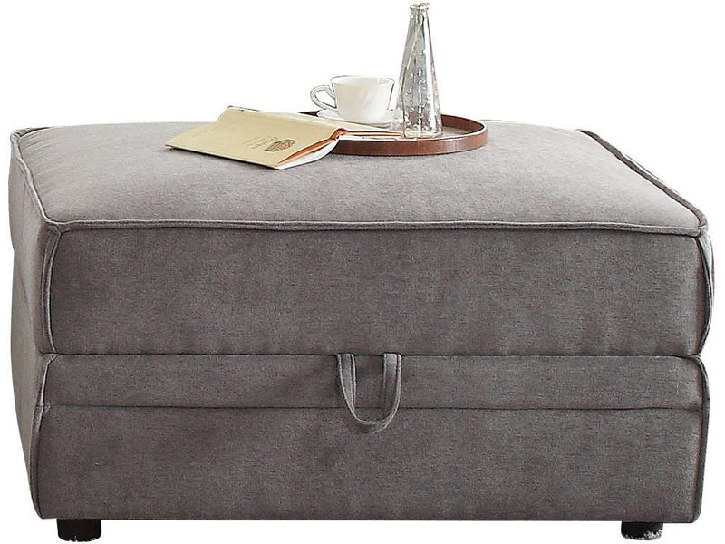 Ottomans Grey Ottoman - 30" X 34" X 19" Gray Velvet Ottoman With Storage HomeRoots