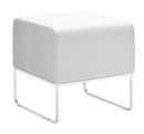 Ottomans Leather Ottoman - 18" x 18.5" x 18" White, Leatherette, Chromed Steel, Ottoman HomeRoots