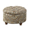 Ottomans Paisley Patterned Fabric Upholstered Wooden Ottoman with Hidden Storage, Multicolor Benzara