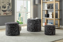 Ottomans Tufted Ottoman - 22" X 22" X 18" Pattern Fabric Upholstery 3Pc Pk Ottomans w/Storage HomeRoots