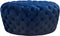 Ottomans Velvet Upholstered Button Tufted Round Accent Ottoman, Blue Benzara