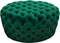 Ottomans Velvet Upholstered Button Tufted Round Accent Ottoman, Green Benzara