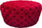 Ottomans Velvet Upholstered Button Tufted Round Accent Ottoman, Red Benzara