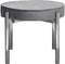 Ottomans Velvet Upholstered Modern Round Accent Ottoman with Metal Frame, Gray and Chrome Benzara