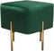 Ottomans Velvet Upholstered Modern Square Accent Ottoman with Stainless Steel Frame, Emerald Green and Gold Benzara