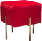 Ottomans Velvet Upholstered Modern Square Accent Ottoman with Stainless Steel Frame, Red and Gold Benzara