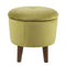 Ottomans Velvet Upholstered Tufted Ottoman with Tapered Legs and Hidden Storage, Green and Brown Benzara