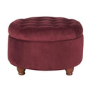 Ottomans Velvet Upholstered Wooden Ottoman with Tufted Lift Off Lid Storage, Red Benzara