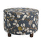 Wooden Ottoman with Floral Patterned Fabric Upholstery and Hidden Storage, Multicolor