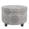 Wooden Ottoman with Medallion Patterned Fabric Upholstery and Hidden Storage, Gray