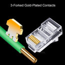 OULLX 20/50/100pcs RJ45 Connector 6U Gold PlatedPass Through Ethernet Cables Module Plug Network RJ-45 Crystal Heads Cat5 Cat5e JadeMoghul Inc. 