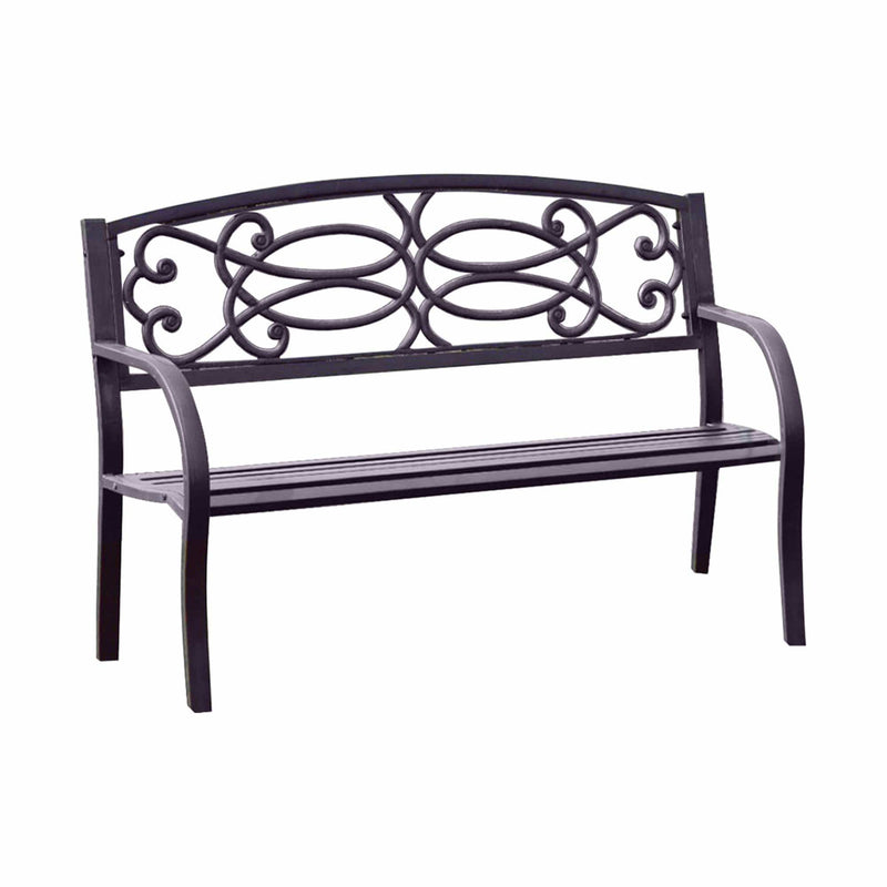 Outdoor Benches Potter Armrests Patio Bench, Black Benzara