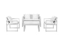 Outdoor Lounge Set In White (Set of 4)-Outdoor Lounge Sets-WHITE-Anodized Aluminum Rattan And Plastic lumber-JadeMoghul Inc.