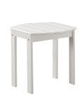 Outdoor Wooden End Table with Slatted Top and Block Legs, White-Patio Furniture-White-Solid Wood and Acacia Wood-JadeMoghul Inc.